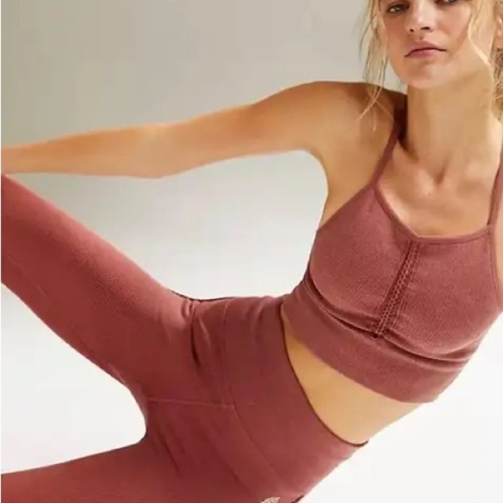 Free People matching ribbed braided workout set XS/S
